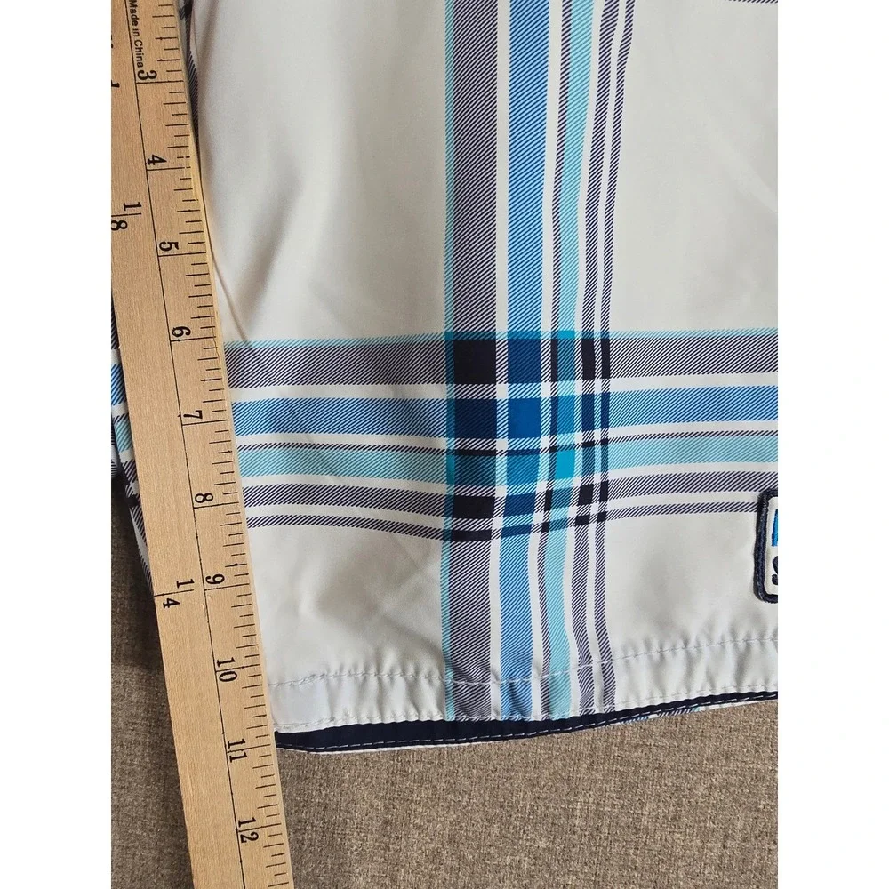 Aeropostale Mens Blue White Plaid Board Shorts Swim Trunks Size 28 7184AH11